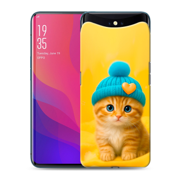 Силиконовый чехол на OPPO Find X с принтом Котенок в шапке