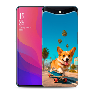 Силиконовый чехол на OPPO Find X с принтом Корги на скейте Силиконовый чехол на OPPO Find X с принтом Корги на скейте