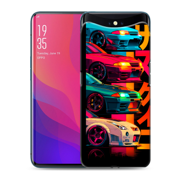 Силиконовый чехол на OPPO Find X с принтом Гоночные машины