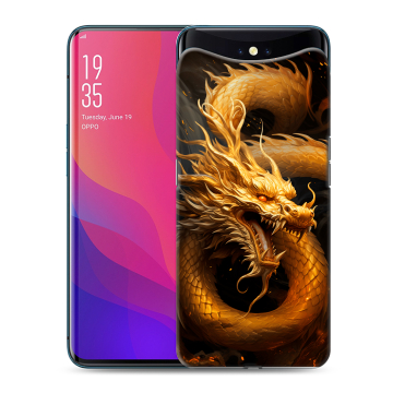 Силиконовый чехол на OPPO Find X с принтом Золотой дракон