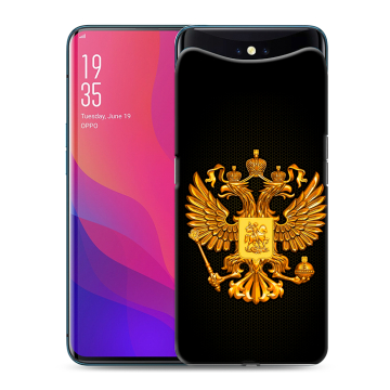Силиконовый чехол на OPPO Find X с принтом Герб России желтый
