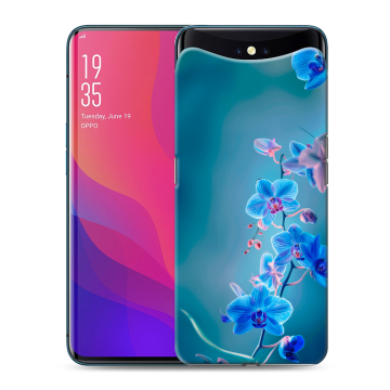 Силиконовый чехол на OPPO Find X с принтом Голубые цветы Силиконовый чехол на OPPO Find X с принтом Голубые цветы