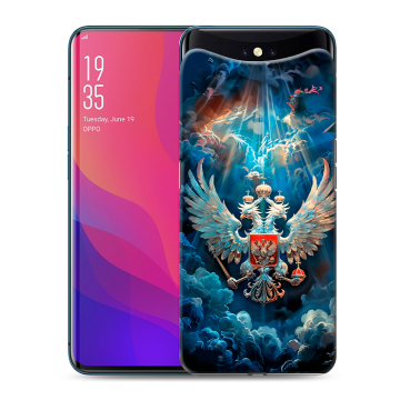Силиконовый чехол на OPPO Find X с принтом Герб флаг России Силиконовый чехол на OPPO Find X с принтом Герб флаг России