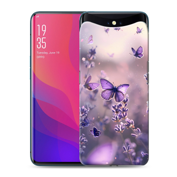 Силиконовый чехол на OPPO Find X с принтом бабочки и лаванда