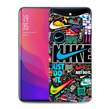 Силиконовый чехол на OPPO Find X с принтом найк nike черный