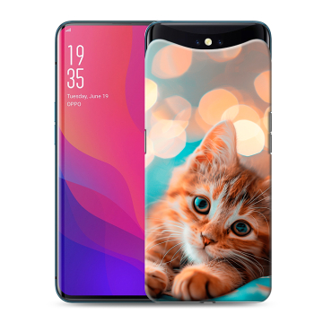 Силиконовый чехол на OPPO Find X с принтом котик