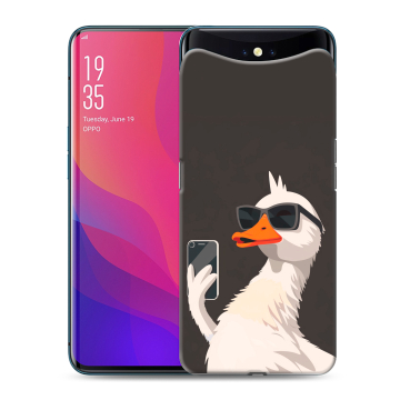 Силиконовый чехол на OPPO Find X с принтом утка в очках Силиконовый чехол на OPPO Find X с принтом утка в очках