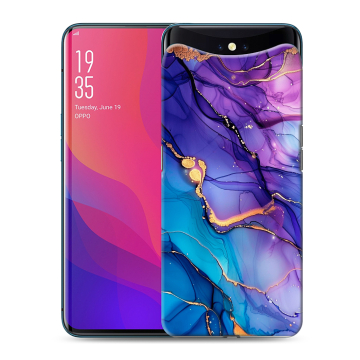 Силиконовый чехол на OPPO Find X с принтом синий мрамор