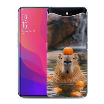 Силиконовый чехол на OPPO Find X с принтом Капибара с апельсином