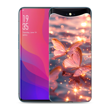 Силиконовый чехол на OPPO Find X с принтом бабочки розовые
