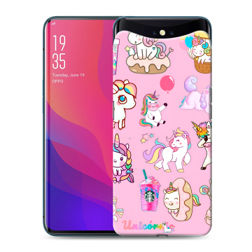 Силиконовый чехол на OPPO Find X с принтом розовые единороги Силиконовый чехол на OPPO Find X с принтом розовые единороги