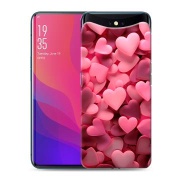 Силиконовый чехол на OPPO Find X с принтом розовые сердечки Силиконовый чехол на OPPO Find X с принтом розовые сердечки