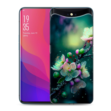 Силиконовый чехол на OPPO Find X с принтом Цветы и мрамор