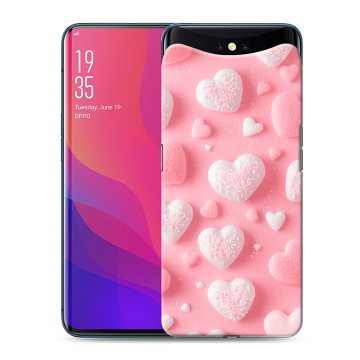 Силиконовый чехол на OPPO Find X с принтом Сердечки