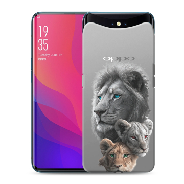Силиконовый чехол на OPPO Find X с принтом Львы