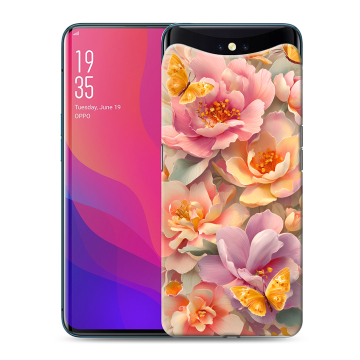 Силиконовый чехол на OPPO Find X с принтом Цветы и бабочки