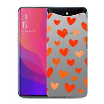 Силиконовый чехол на OPPO Find X с принтом Сердечки