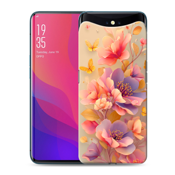 Силиконовый чехол на OPPO Find X с принтом Цветы и бабочки