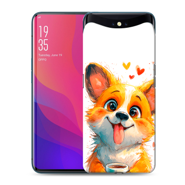 Силиконовый чехол на OPPO Find X с принтом корги Силиконовый чехол на OPPO Find X с принтом корги