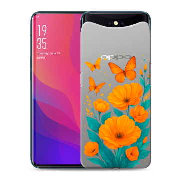 Силиконовый чехол на OPPO Find X с принтом цветы бабочки