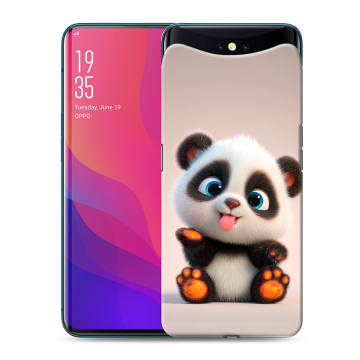 Силиконовый чехол на OPPO Find X с принтом милая панда Силиконовый чехол на OPPO Find X с принтом милая панда