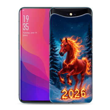 Силиконовый чехол на OPPO Find X с принтом Новый год коня