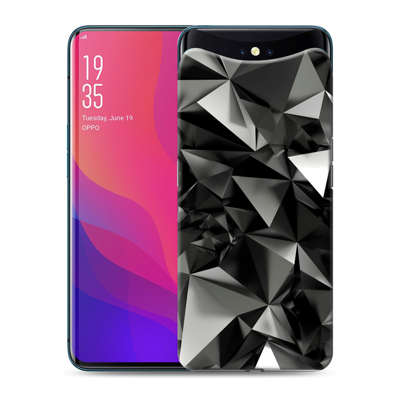 Силиконовый чехол на OPPO Find X с принтом Черные кристаллы Силиконовый чехол на OPPO Find X с принтом Черные кристаллы