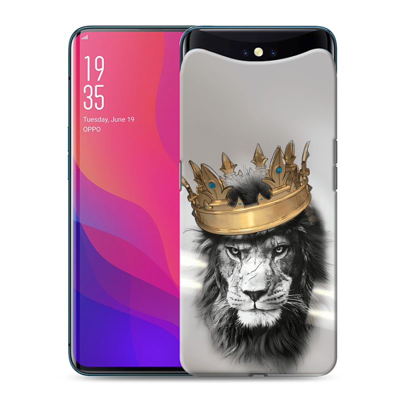 Силиконовый чехол на OPPO Find X с принтом Лев с короной Силиконовый чехол на OPPO Find X с принтом Лев с короной