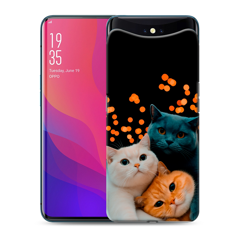 Пластиковый чехол на OPPO Find X с принтом Кошки Пластиковый чехол на OPPO Find X с принтом Кошки