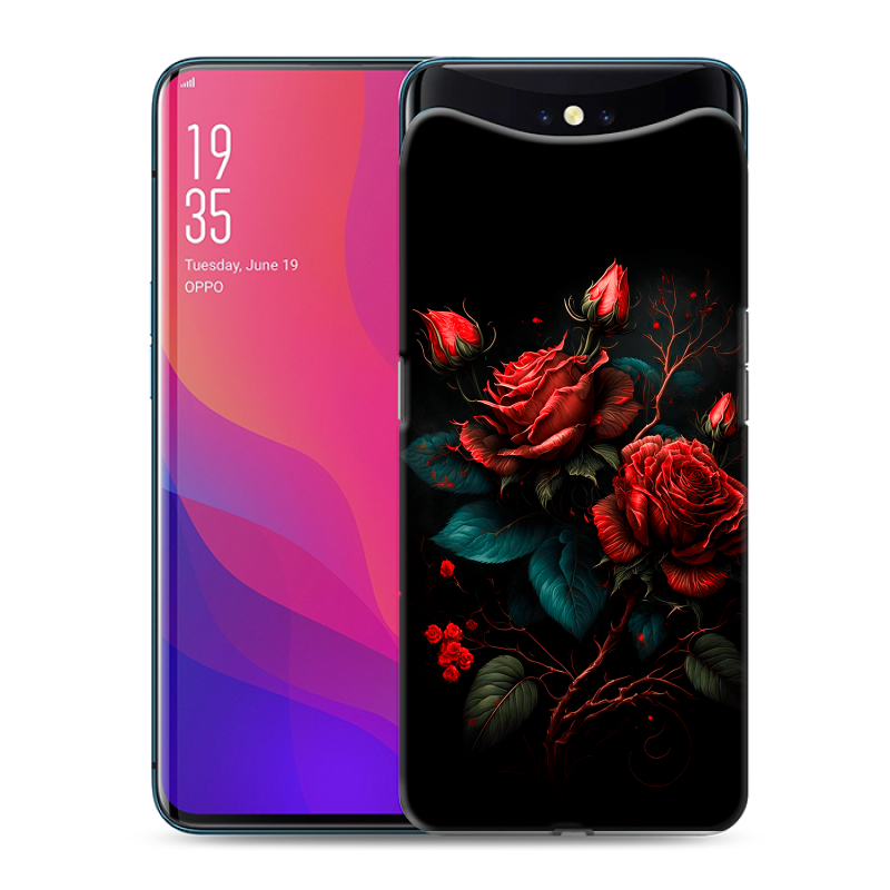Силиконовый чехол на OPPO Find X с принтом Розы красные Силиконовый чехол на OPPO Find X с принтом Розы красные