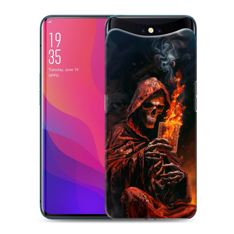 Силиконовый чехол на OPPO Find X с принтом Скелет и карты Силиконовый чехол на OPPO Find X с принтом Скелет и карты