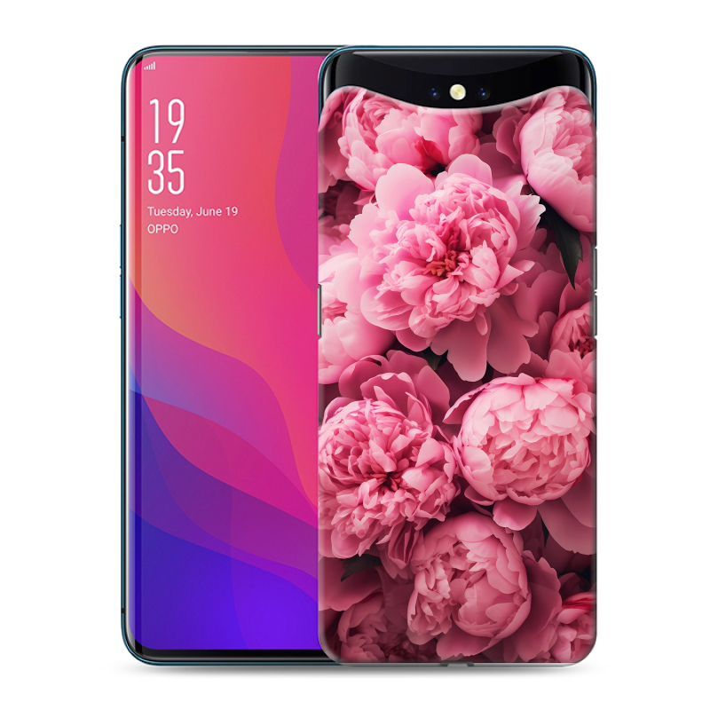 Силиконовый чехол на OPPO Find X с принтом цветы пионы Силиконовый чехол на OPPO Find X с принтом цветы пионы