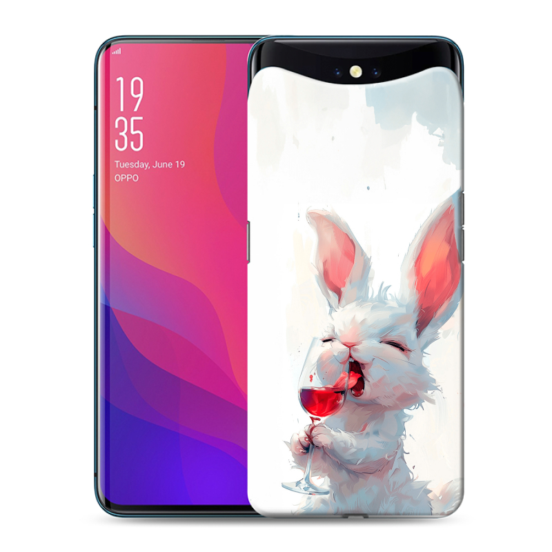 Силиконовый чехол на OPPO Find X с принтом кролик зайчик Силиконовый чехол на OPPO Find X с принтом кролик зайчик