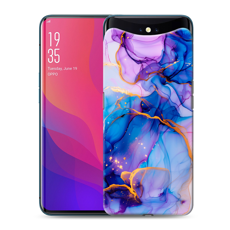 Пластиковый чехол на OPPO Find X с принтом синий мрамор Пластиковый чехол на OPPO Find X с принтом синий мрамор
