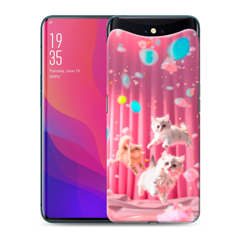 Пластиковый чехол на OPPO Find X с принтом милые котики Пластиковый чехол на OPPO Find X с принтом милые котики