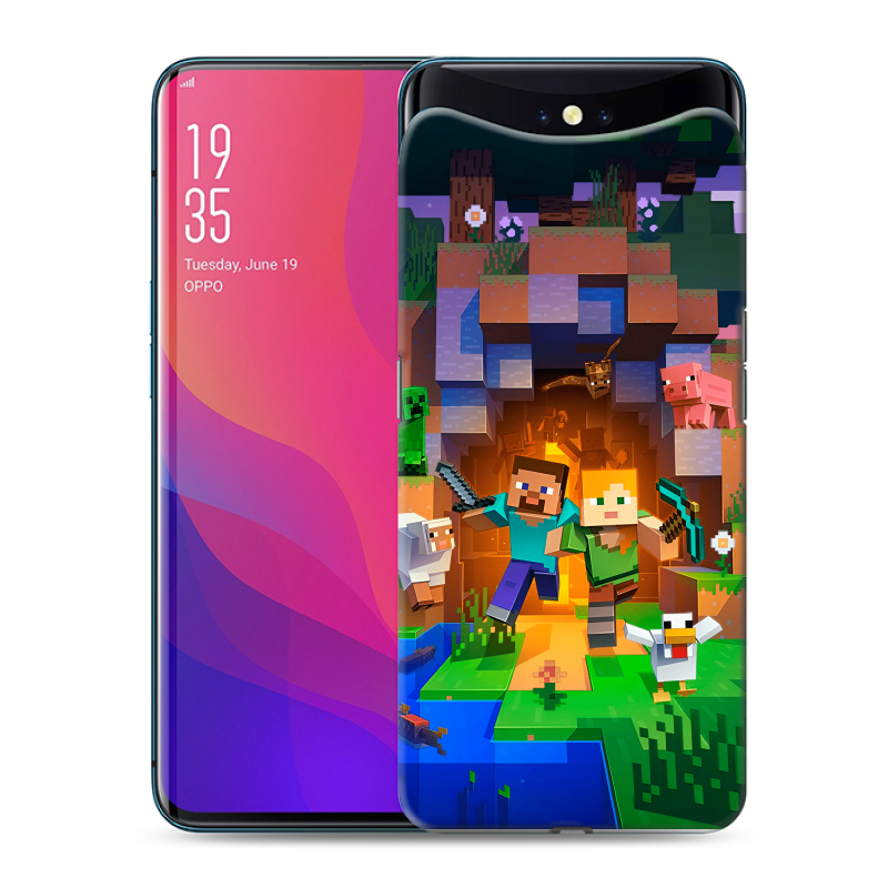 Силиконовый чехол на OPPO Find X с принтом Майнкрафт Minecraft Силиконовый чехол на OPPO Find X с принтом Майнкрафт Minecraft