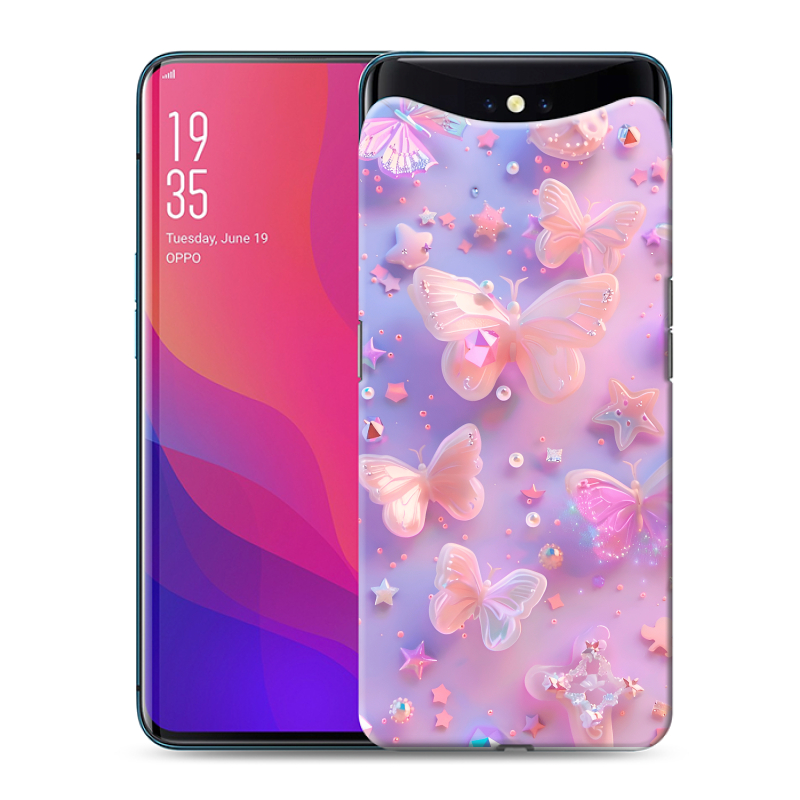 Силиконовый чехол на OPPO Find X с принтом Бабочки Силиконовый чехол на OPPO Find X с принтом Бабочки