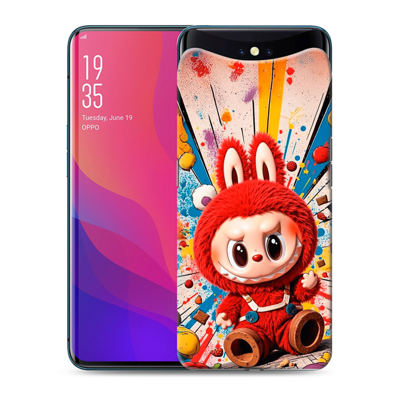 Силиконовый чехол на OPPO Find X с принтом Labubu Лабубу Силиконовый чехол на OPPO Find X с принтом Labubu Лабубу