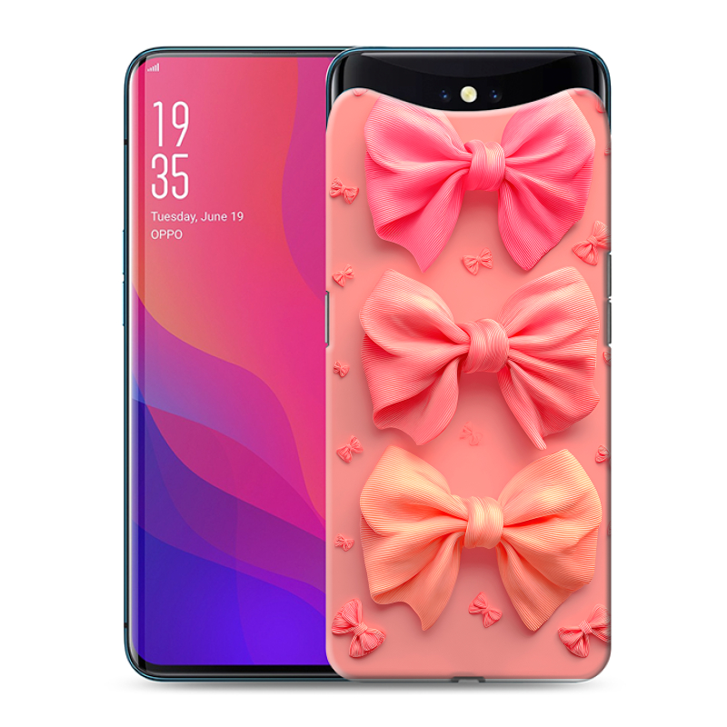 Пластиковый чехол на OPPO Find X с принтом Розовые бантики Пластиковый чехол на OPPO Find X с принтом Розовые бантики