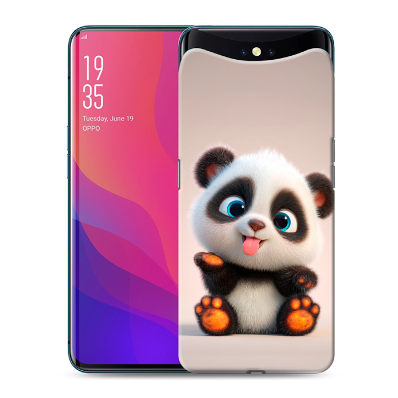 Силиконовый чехол на OPPO Find X с принтом милая панда Силиконовый чехол на OPPO Find X с принтом милая панда