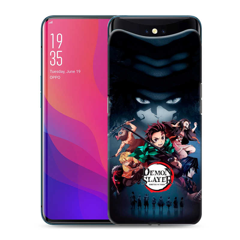 Пластиковый чехол на OPPO Find X с принтом Demon Slayer Клинок рассекающий демонов Пластиковый чехол на OPPO Find X с принтом Demon Slayer Клинок рассекающий демонов