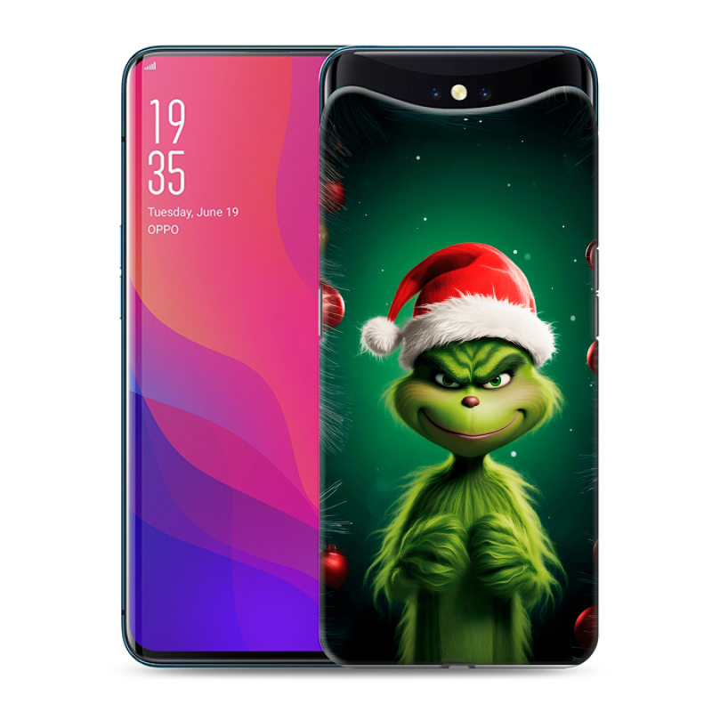 Пластиковый чехол на OPPO Find X с принтом Гринч Новый год Рождество Пластиковый чехол на OPPO Find X с принтом Гринч Новый год Рождество