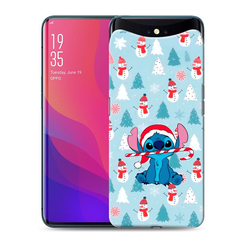 Пластиковый чехол на OPPO Find X с принтом Стич Новый год Пластиковый чехол на OPPO Find X с принтом Стич Новый год