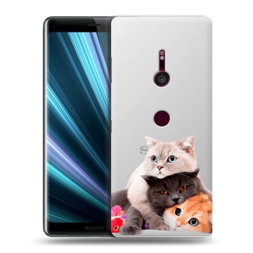 Пластиковый чехол на Sony Xperia XZ3 с принтом Кошки Пластиковый чехол на Sony Xperia XZ3 с принтом Кошки