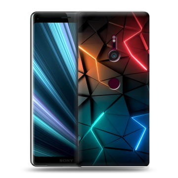 Пластиковый чехол на Sony Xperia XZ3 с принтом Абстракция неон Пластиковый чехол на Sony Xperia XZ3 с принтом Абстракция неон