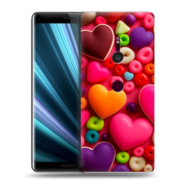 Пластиковый чехол на Sony Xperia XZ3 с принтом Сердечки Пластиковый чехол на Sony Xperia XZ3 с принтом Сердечки