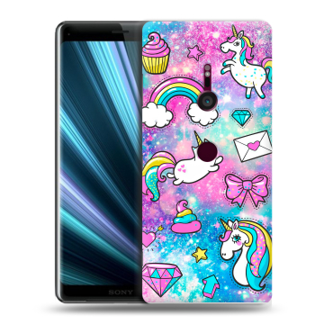 Пластиковый чехол на Sony Xperia XZ3 с принтом Единороги