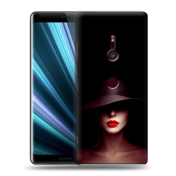 Пластиковый чехол на Sony Xperia XZ3 с принтом Девушка в шляпе Пластиковый чехол на Sony Xperia XZ3 с принтом Девушка в шляпе