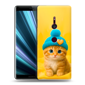 Пластиковый чехол на Sony Xperia XZ3 с принтом Котенок в шапке Пластиковый чехол на Sony Xperia XZ3 с принтом Котенок в шапке
