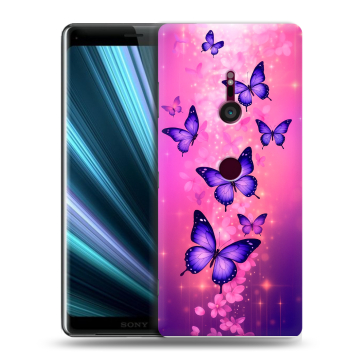 Пластиковый чехол на Sony Xperia XZ3 с принтом Бабочки Пластиковый чехол на Sony Xperia XZ3 с принтом Бабочки